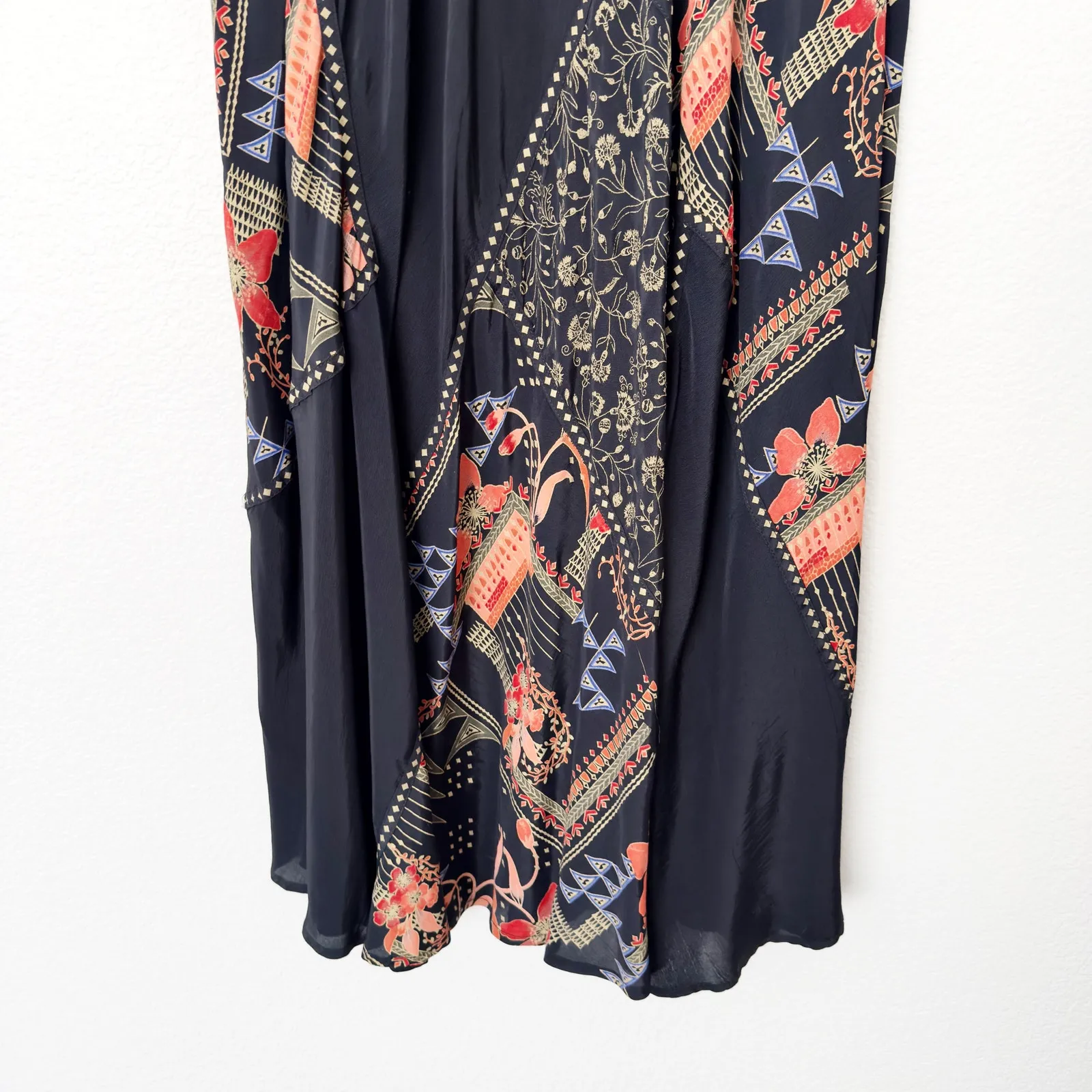 [Vintage] Dorothy Schoelen Black Dark Floral Geometric Print Maxi Skirt Size 12 - Image 6