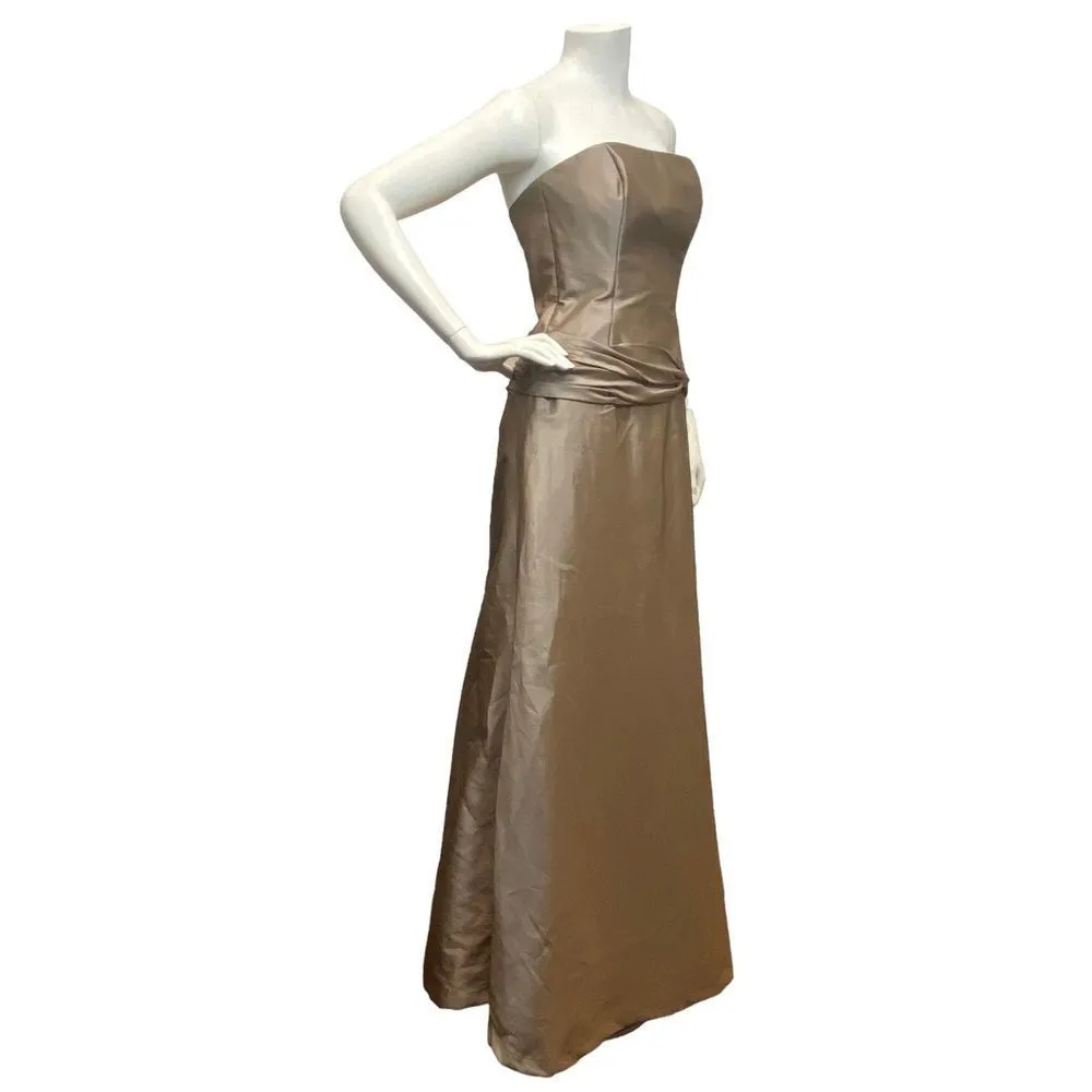 AMSALE Junior Sz 6 Y2K Metallic Brown Casual Evening Tube Full Length Prom Dress - Image 3
