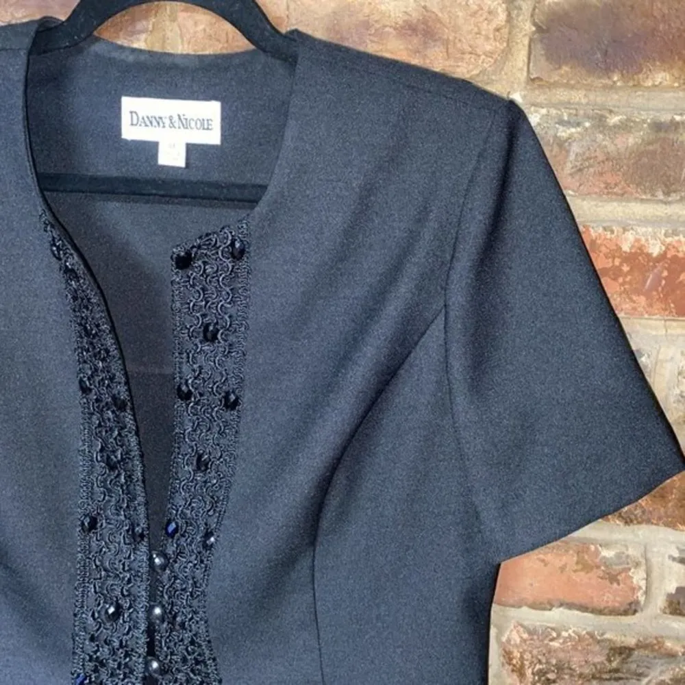 Danny & Nicole Vintage Black Embellished Short Sleeve Blazer Women's Size 10 - Image 8