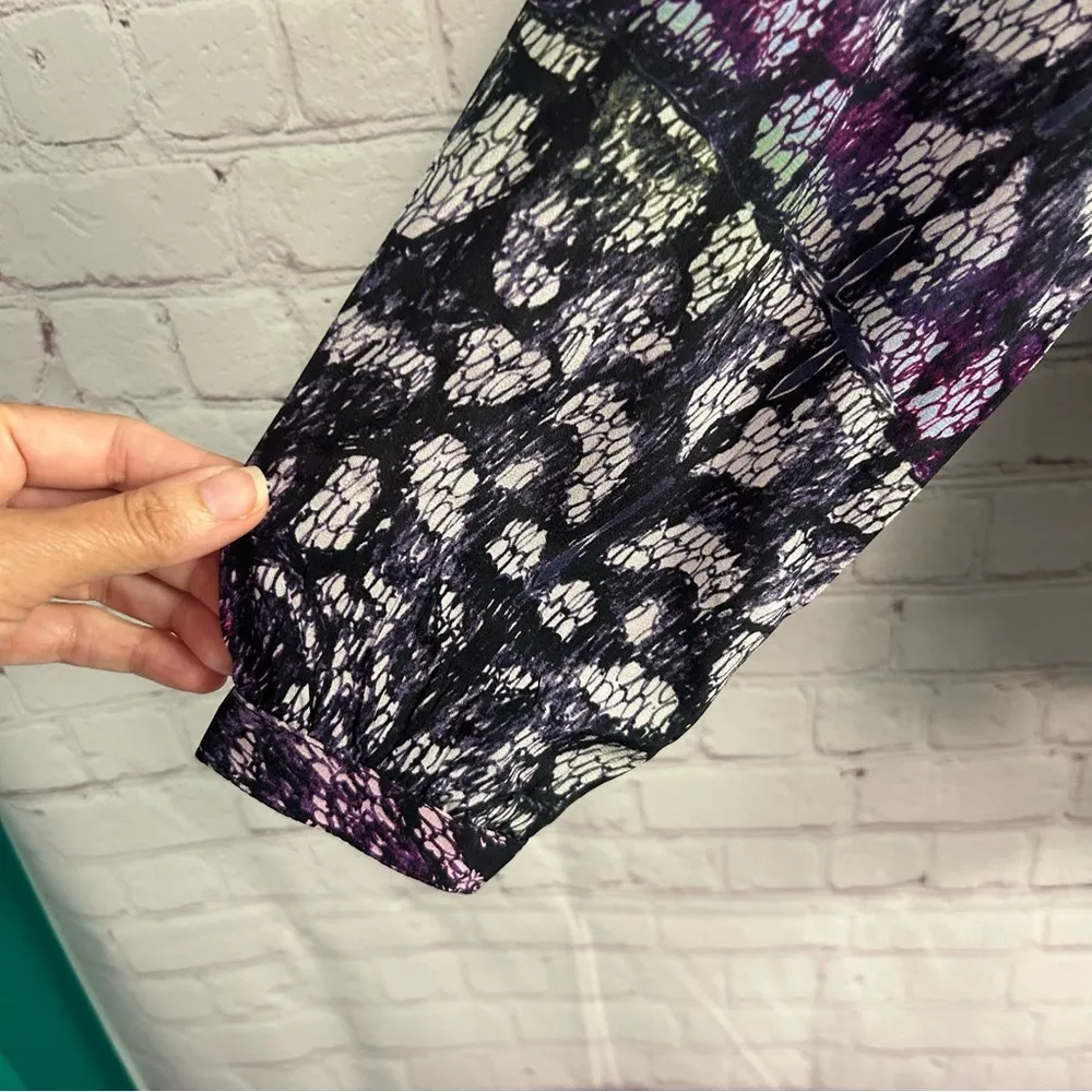 HUNTER BELL Blouse ladies Small colorful asymmetric silk hi/lo artsy - Image 12