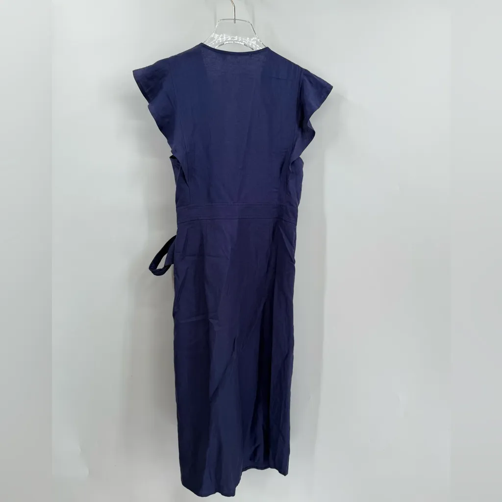 ASTR  The Label navy blue Linen‎ Blend Wrap Midi Dress small - Image 2