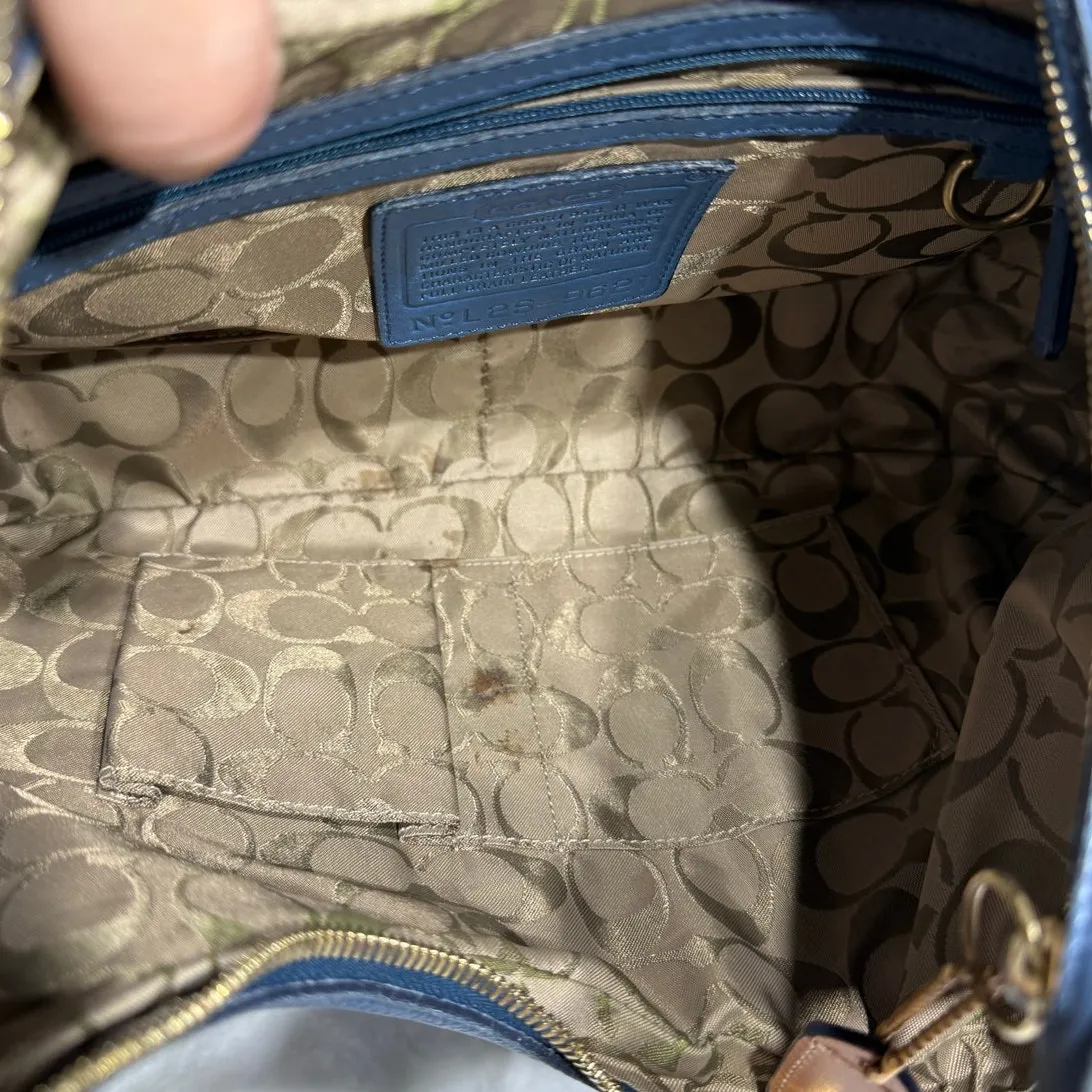 y2k Vintage Coach Hobo Bag 9621 Legacy Milled Blue Leather Ergo Shoulder Bag - Image 5