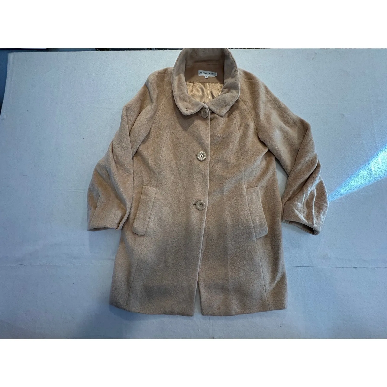 Pendleton Women's Tan Wool Blend Button Front Coat Size 16 - Image 2