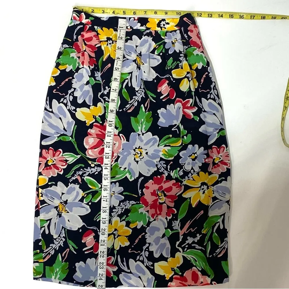 Rickie Freeman for Teri Jon Vintage Linen Jacket Silk Skirt Suit Set Floral 4 Black - Image 15