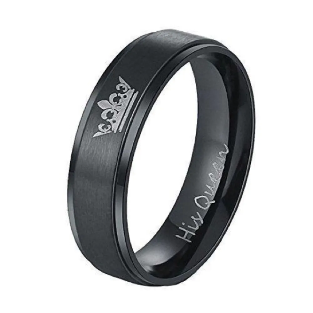6mm black his queen crown ring - Image 57