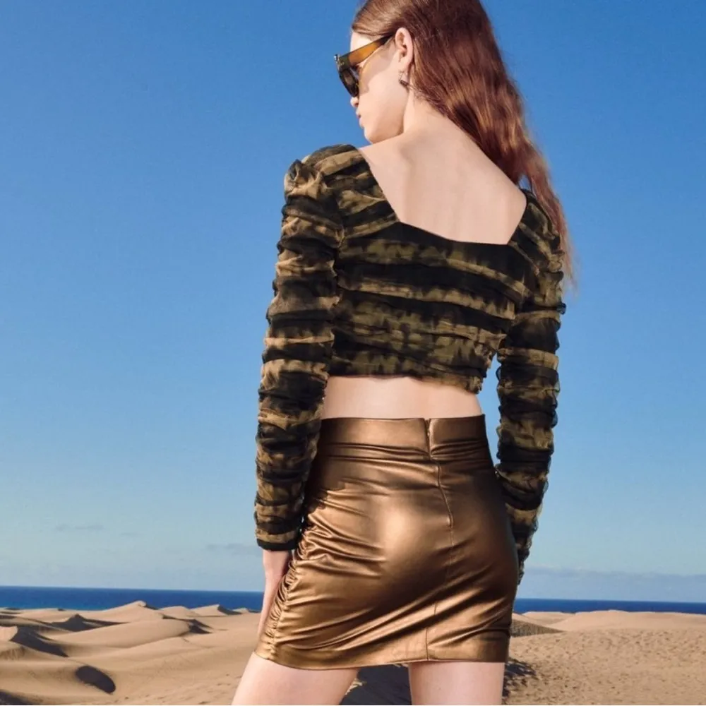 Zara Corsetry Pattern Tulle Crop Top Woman's Long Sleeve - Image 6