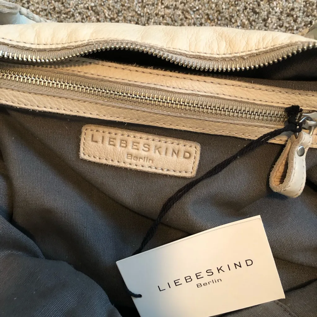 Liebeskind Gray and Cream leather and cotton colorblock bag NWT - Image 8
