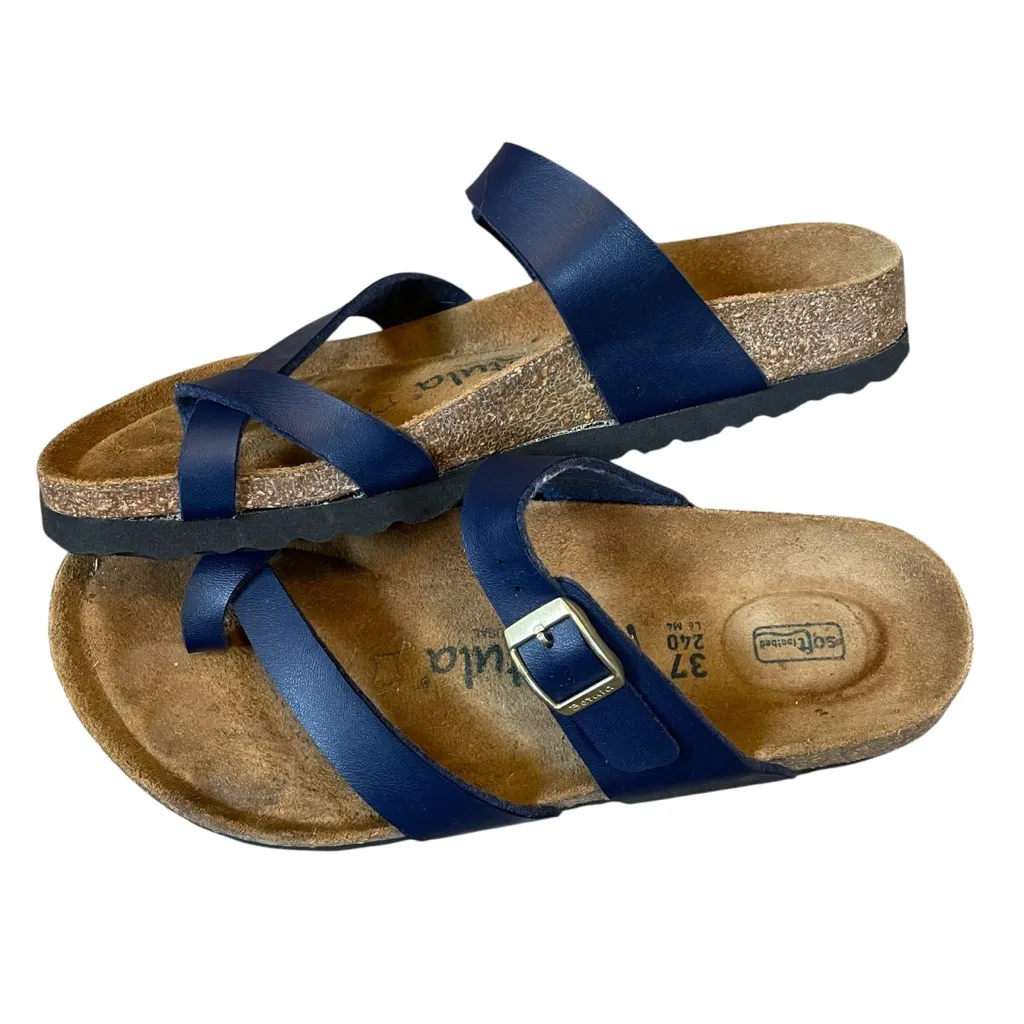 Birkenstock Betula Mia Soft Sandals Navy Blue Gold Buckle 37 Size 6 - Image 2