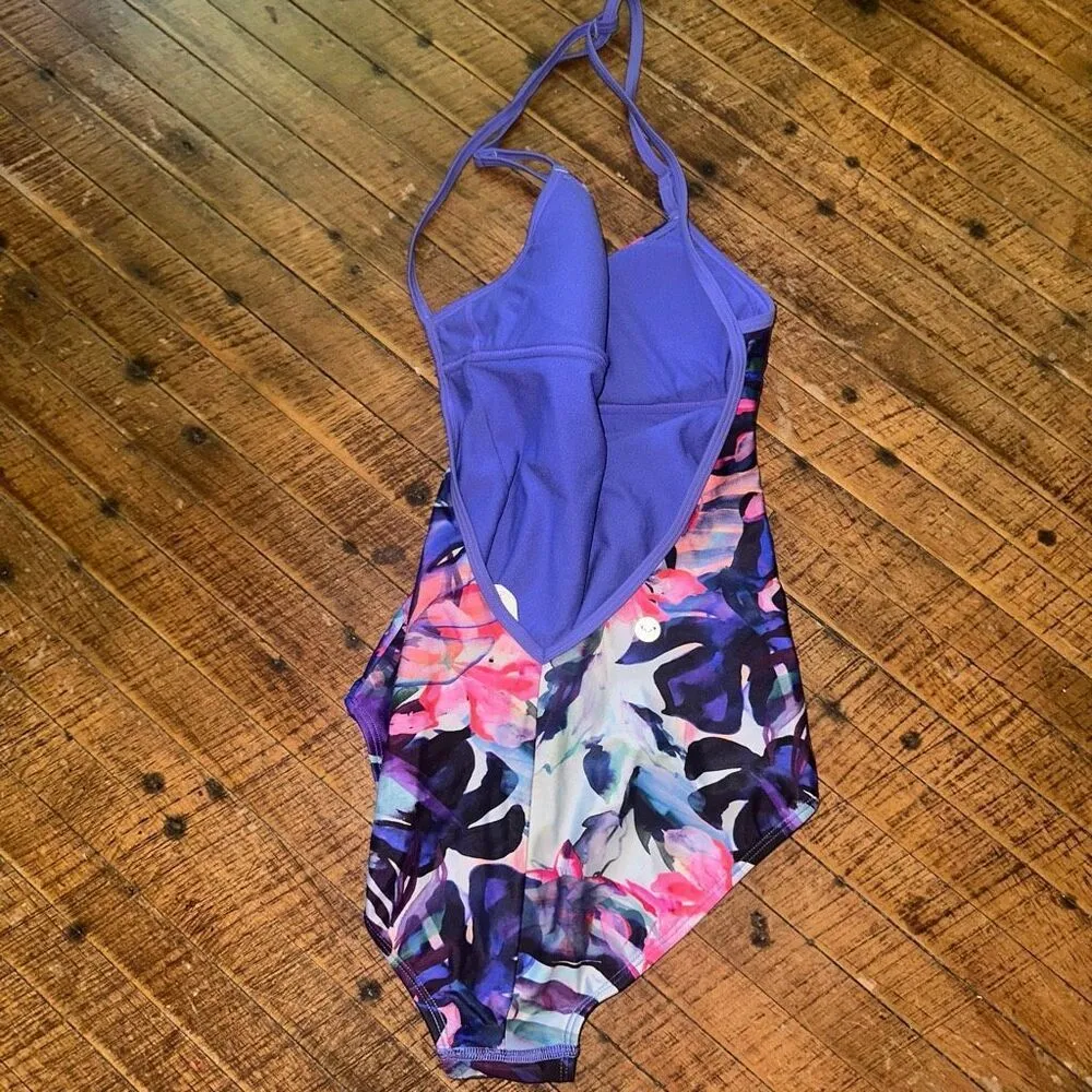Roxy tropical coconutgirl pink purple one piece swimsuit - Image 2