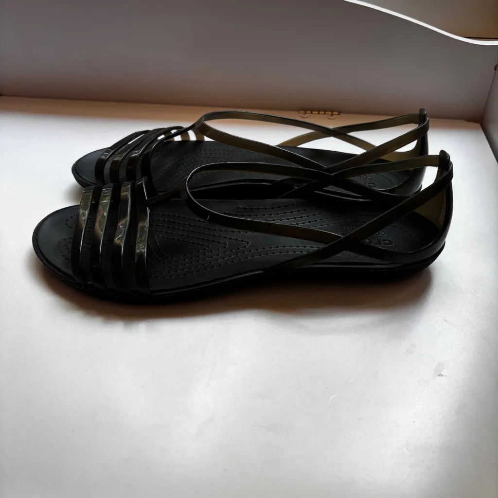 CROCS Isabella Strappy Women's Size 10 Black Jelly Strap‎ Sandals Shoes Slip Ons - Image 3