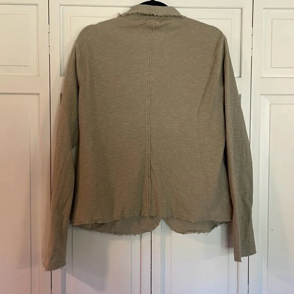 Cut Loose linen cotton frayed detail blazer small Tan - Image 4