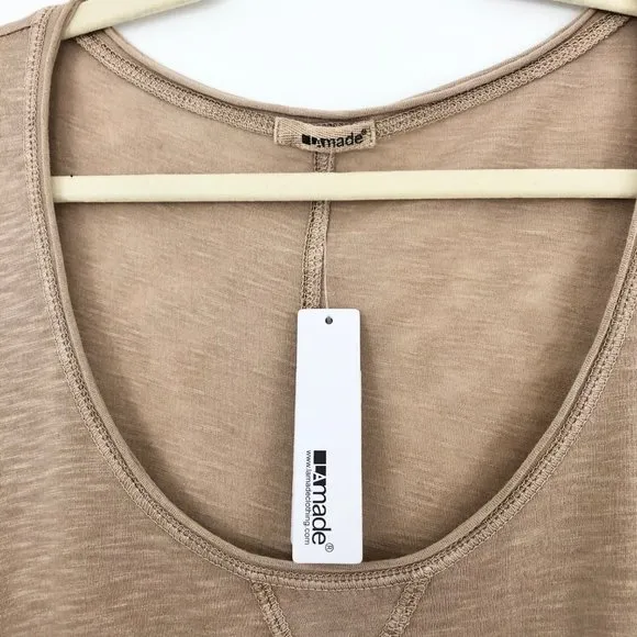 New  Short Sleeve Scoop Neck Niki Tee Slub Knit Dune Tan - Image 10
