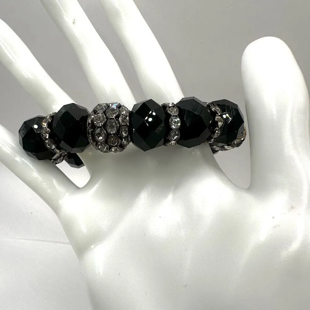 Black rhinestone stretchy bracelet - Image 5