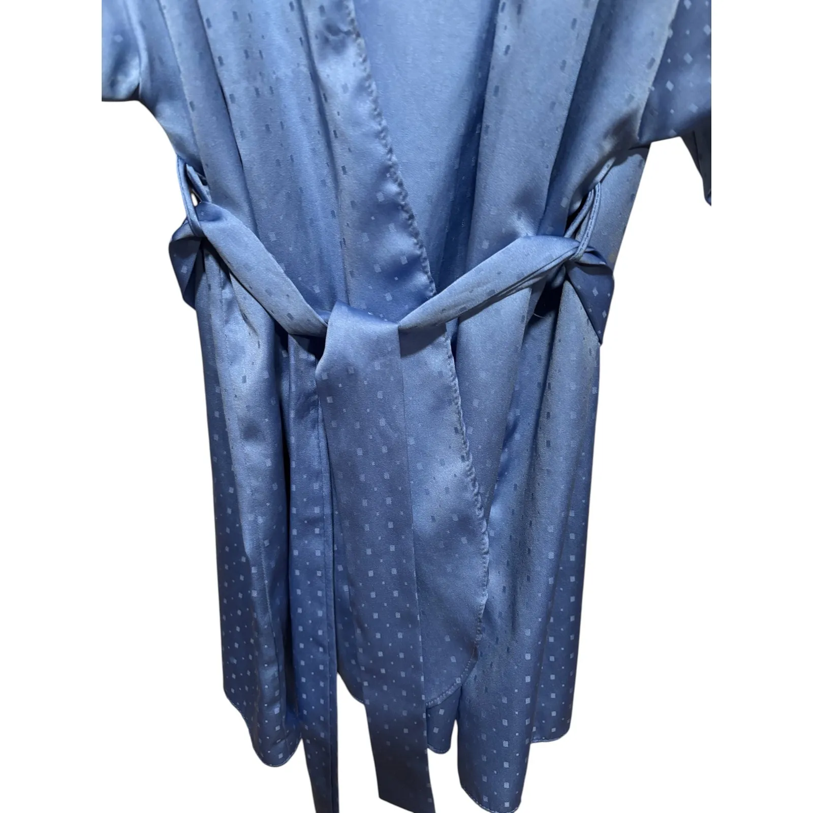 Victoria Secret Blue Satin Lace Trim Vintage Gold Label Robe and Belt OS - Image 2