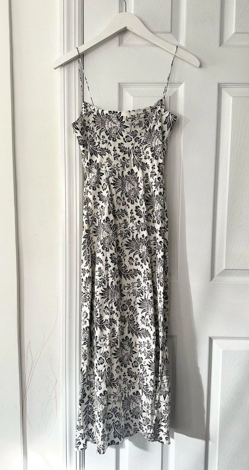 Fiori di Zucca White Black French Countryside Floral Print Silk Midi Drape Dress Size 8 - Image 12