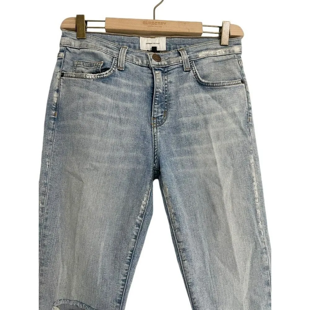 Current/Elliott Size 29 Jeans The High Waisted Stiletto Seville Foil Raw Hem - Image 2