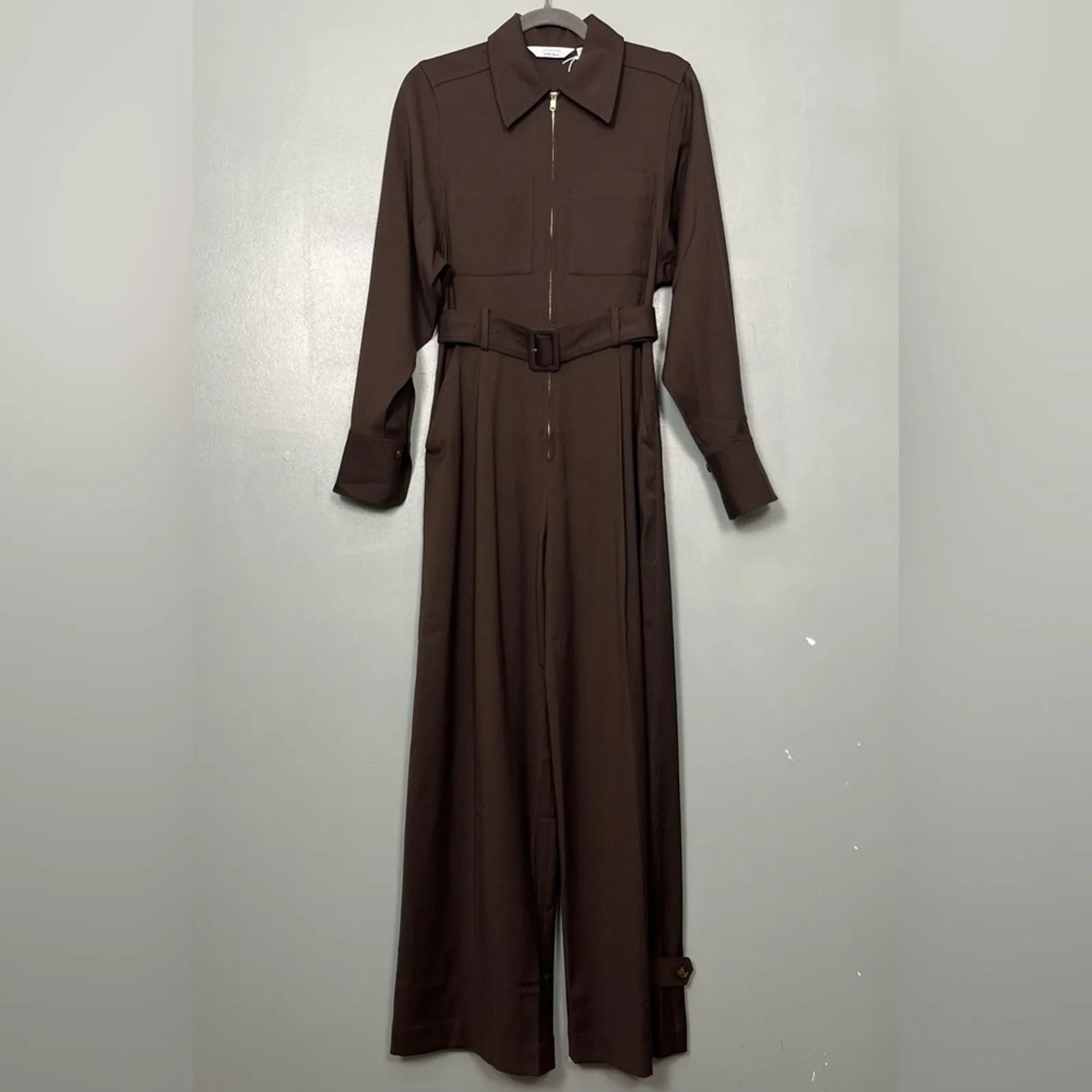 NWT & Other Stories Tailored Long Sleeve Jumpsuit Dark Brown Women’s Size 2 - Image 3