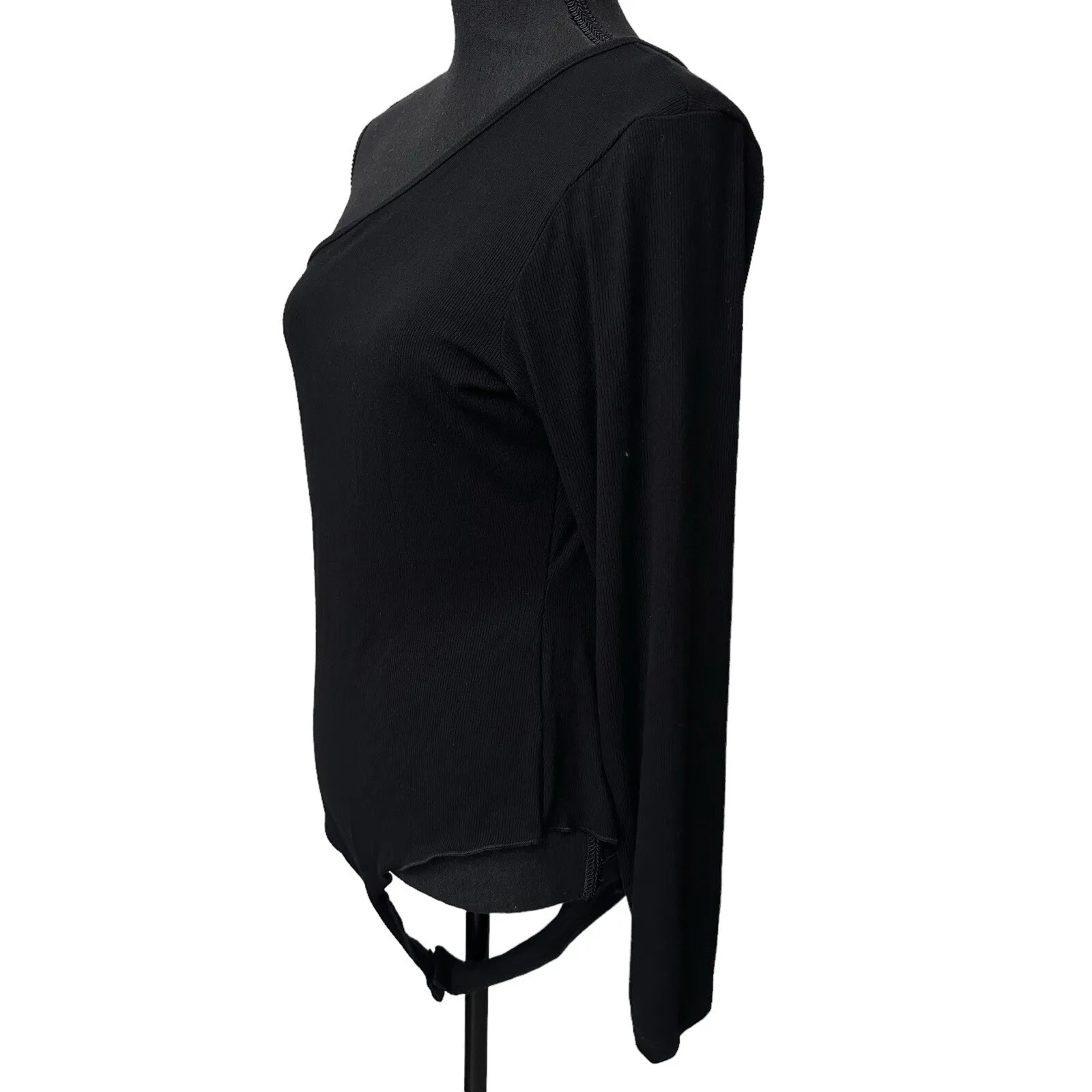 NWT‎ LNA Clothing Women's Size 1X Slade Heavy Rib One Shoulder Bodysuit Black - Image 2