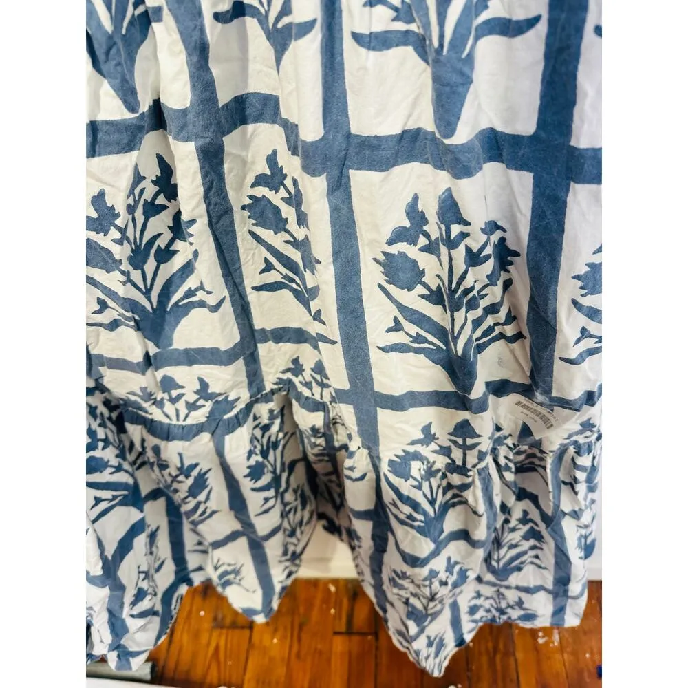 SZ BLOCKPRINTS Blue White Floral 100% Cotton Long Sleeve Orti A - Image 8