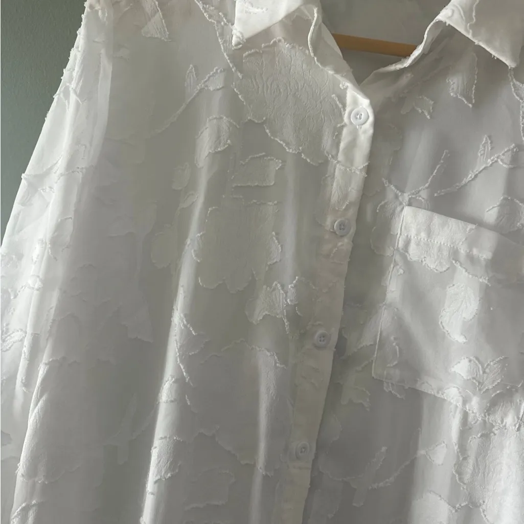PrettyGardens White Women's Button Down Shirt - Image 3