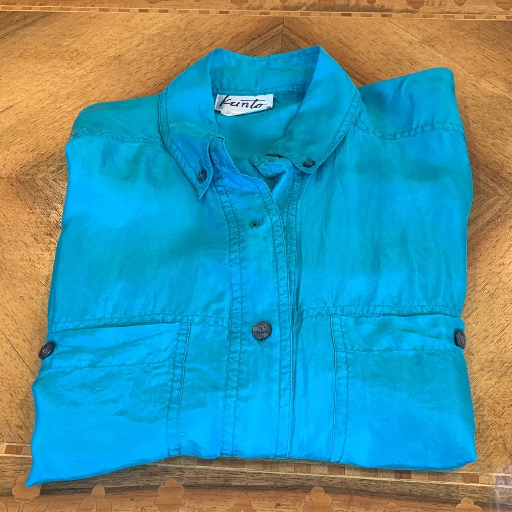 Vintage 80s Kunto Turquoise Button - Image 9