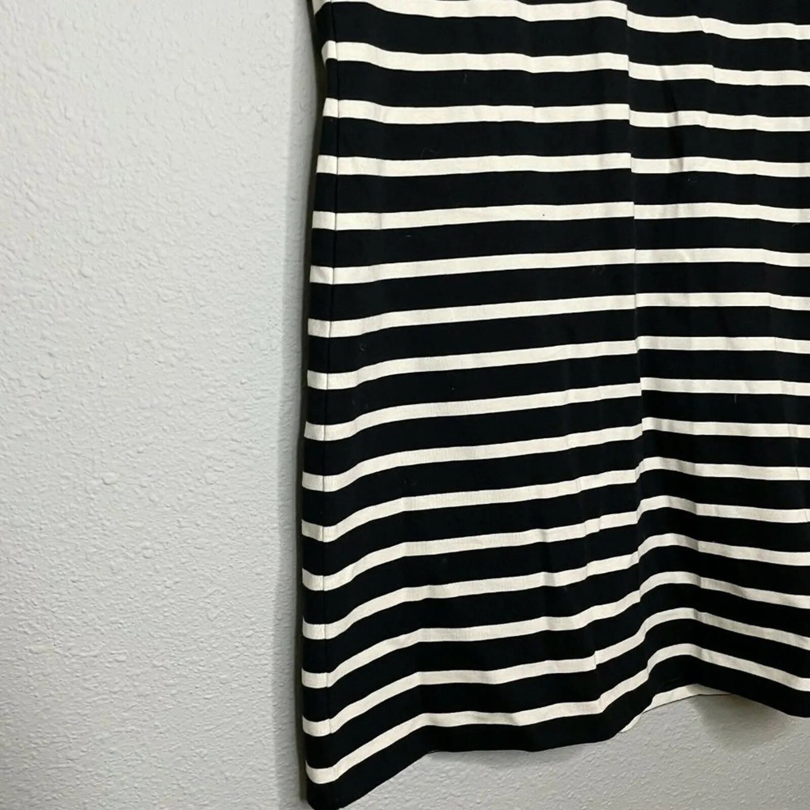 J Crew Womens Black White Striped Cotton Ruffle Bell Sleeve Shift Dress Size XS - Image 3