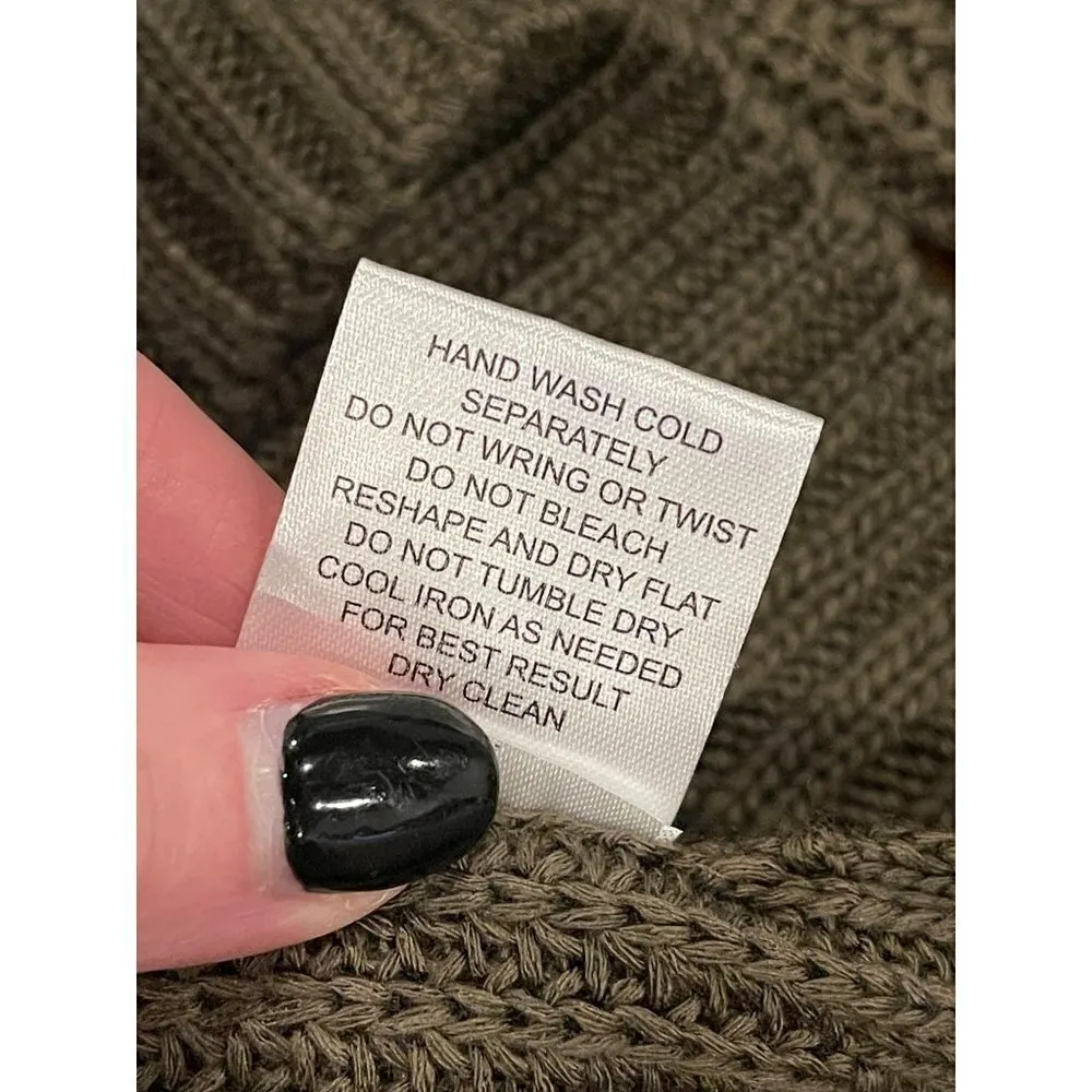 Pink‎ Rose Olive Green V Neckline Striped Sleeve Knit Pullover Sweater Size S - Image 10