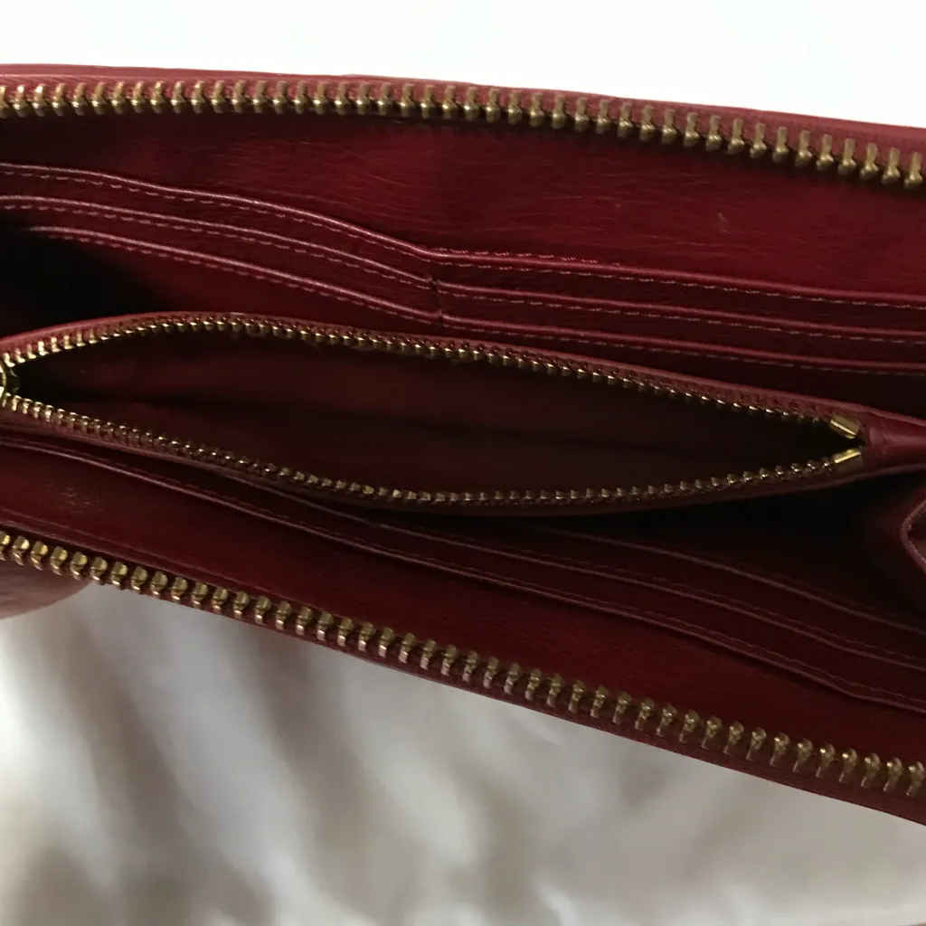 Tory Burch Merlot Deep Red Continental Wallet EUC - Image 8
