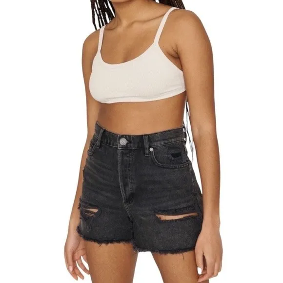 Garage Black Vintage Cut-Off High Rise Destructed Denim Shorts - Image 21