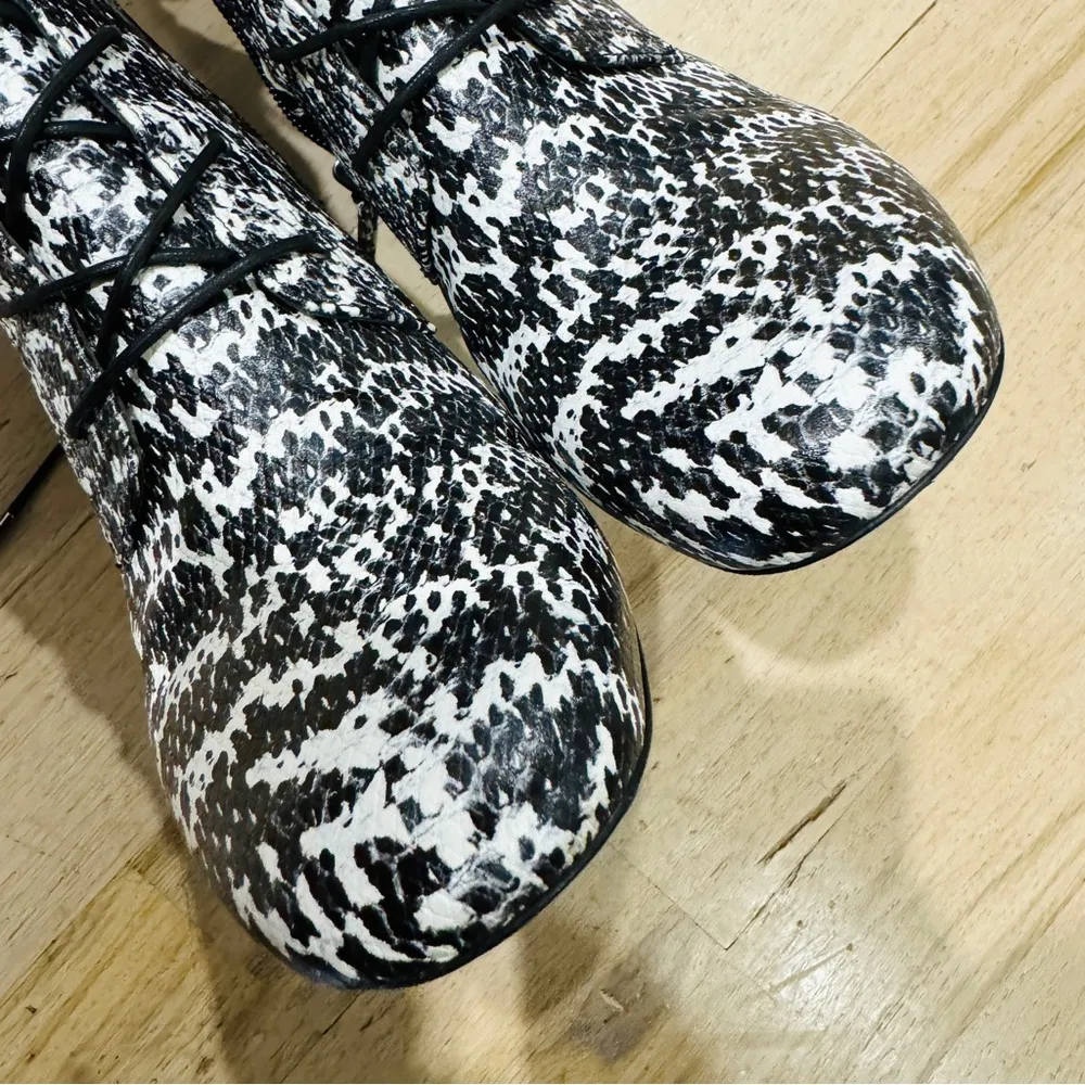 Longchamp Leather Animal Print Combat Boots - Image 9