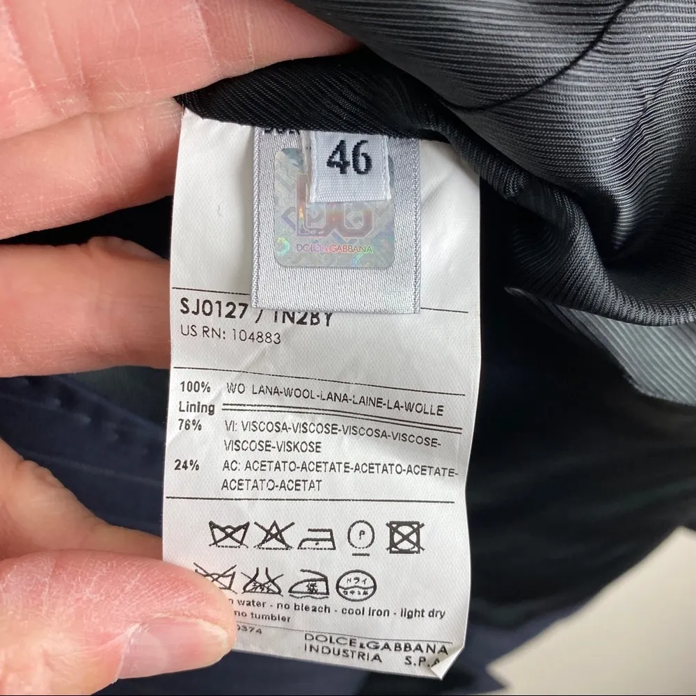 D&G DOLCE & GABBANA Navy Blue Trendy Boyfriend Pin Striped Blazer Jacket XXL/46 - Image 6