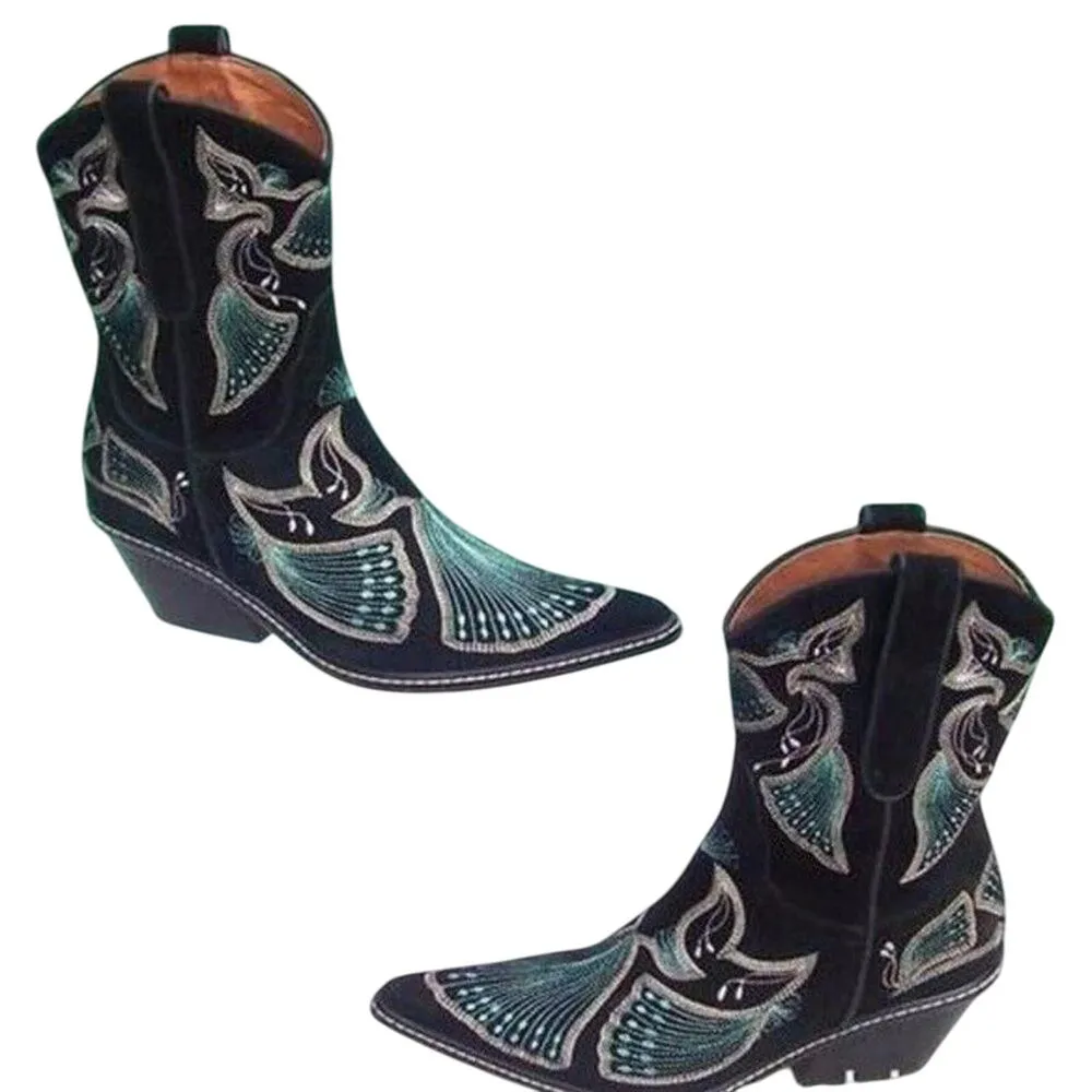 Donald Pliner Western Couture Black Suede Peace Boot Shoe New Intricate $625 NWT - Image 3