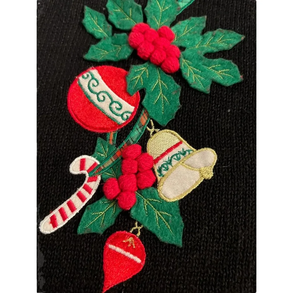 Designers Originals Studio Joy Christmas Sweater Vest Holly Ornaments Small - Image 2