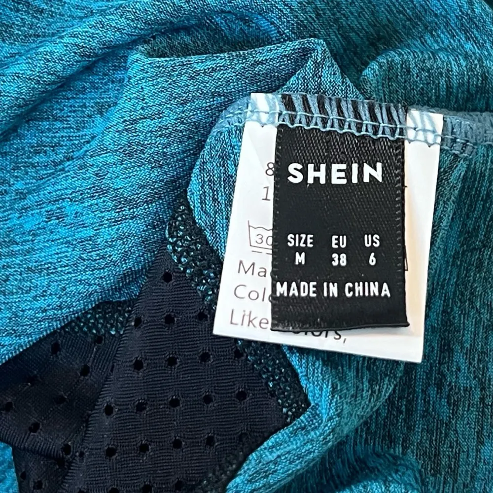 NEW SHEIN Full Zip Lightweight Athletic Jacket Teal Blue Black Medium Stretchy - Image 5