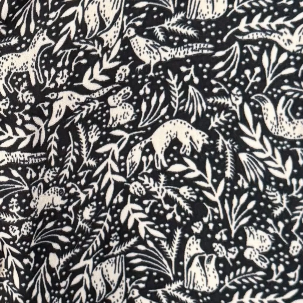 Lauren Conrad Blue Blouse Top Sz L Fox Forest Animals Woodland Boho Ruffles - Image 9