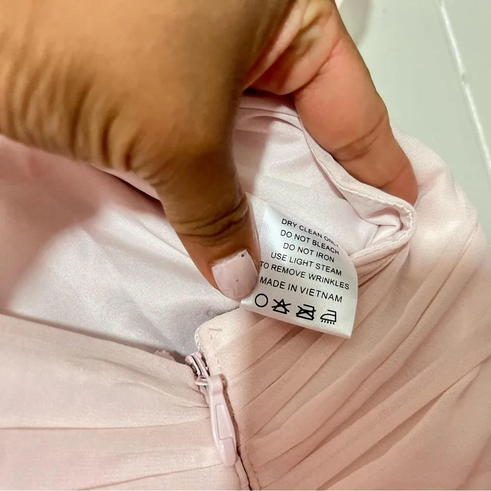 Azazie Bridesmaid Formal Dress Rylee Blushing Pink Chiffon Size 14A - Image 13