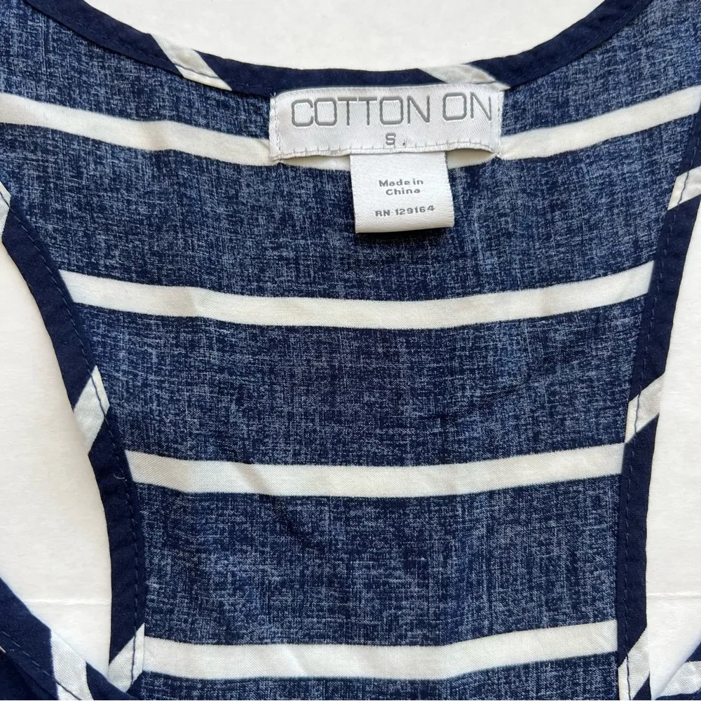 Cotton On striped nautical Racerback tank top size small navy & white - Image 10