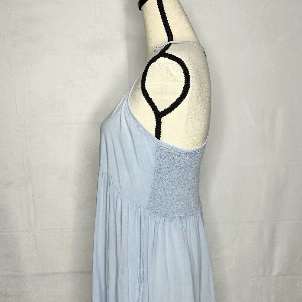 Anthropologie Saturday Sunday Blue Chambray Racer Back Smocked Dress Size XS - Image 5