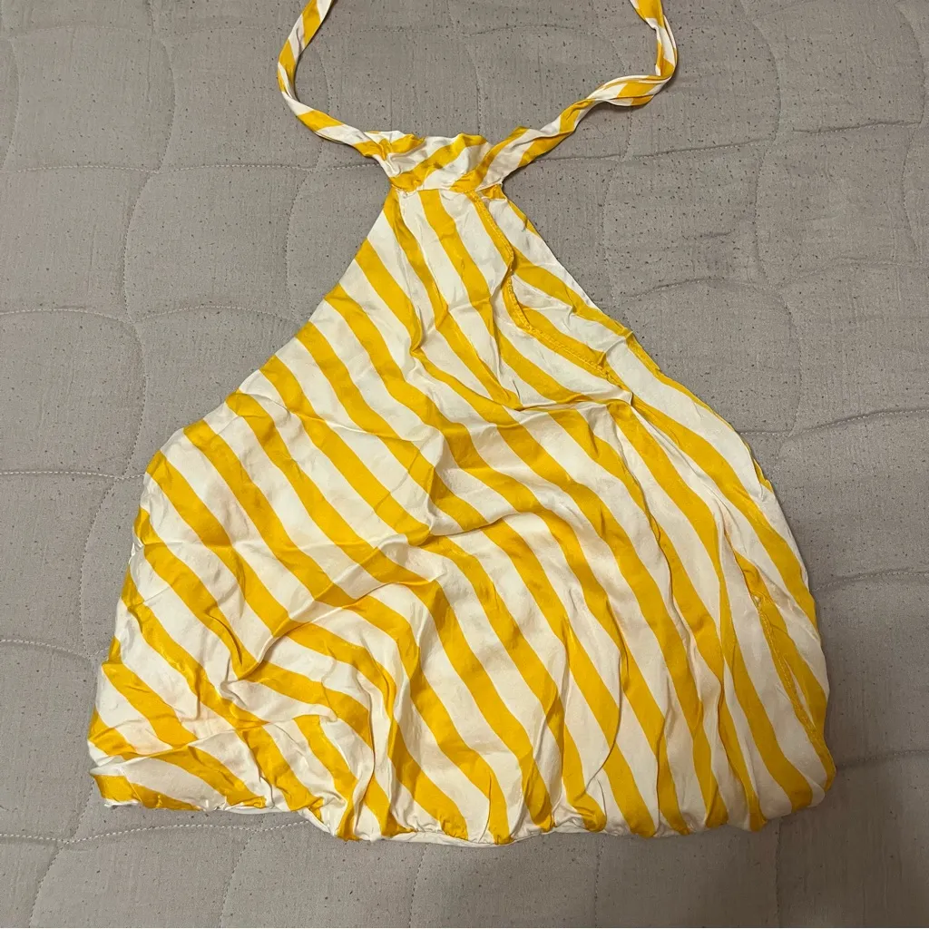 Anthropologie Maeve Yellow Halter Scarf Bubble-Hem Tank - Image 2