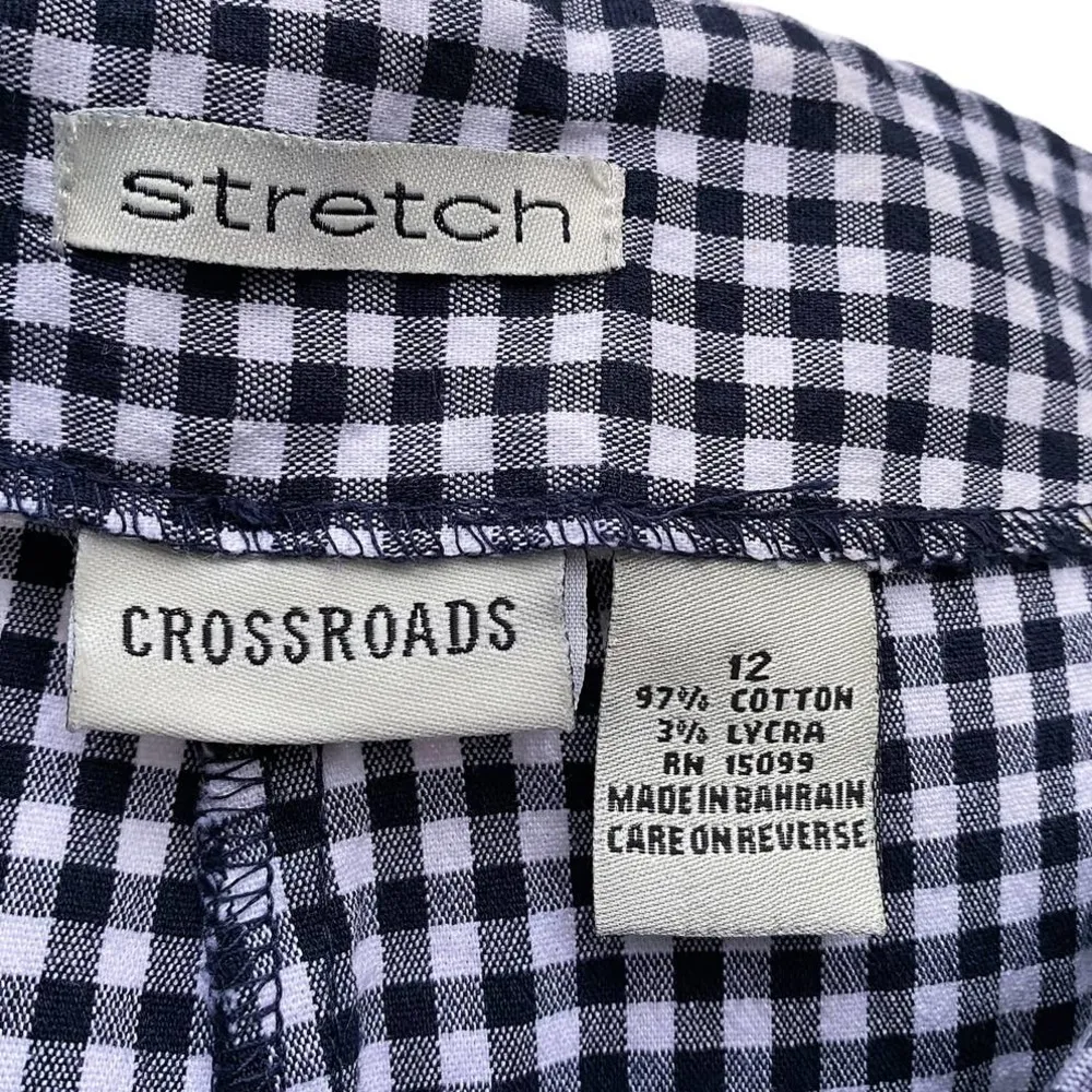 CROSSROADS Black & White Checked Stretch Skinny Dress Pants ~ Women's Size 12 - Image 3