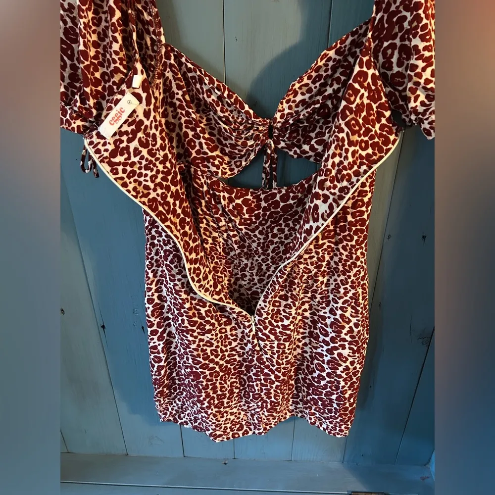 Urban Outfitters Eggie Red Leopard Print Victoria Mini Dress | Women’s Sz Medium - Image 7