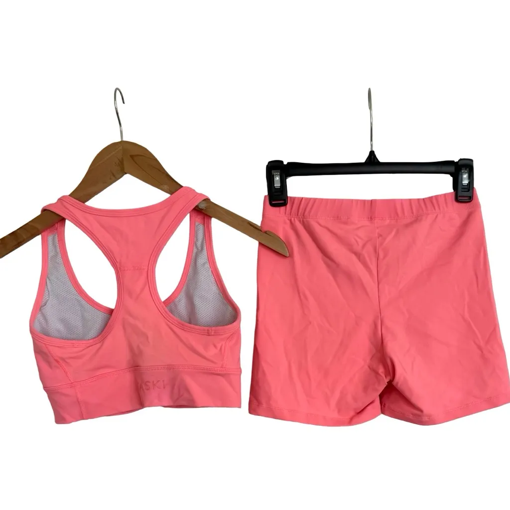Saski Pink Bike Shorts and Sports Bra Two Piece Set Size Small S Pink - Image 6