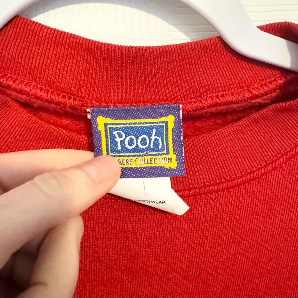 NWOT Vintage DISNEY Winnie the Pooh Embroidered Red Sweatshirt XL - Image 3