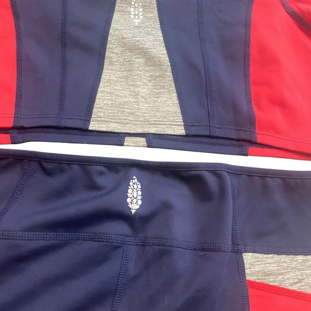 Free People Women’s M Workout Set Blue Red Colorblock Sporty Athletic Hiking NWT - Image 5