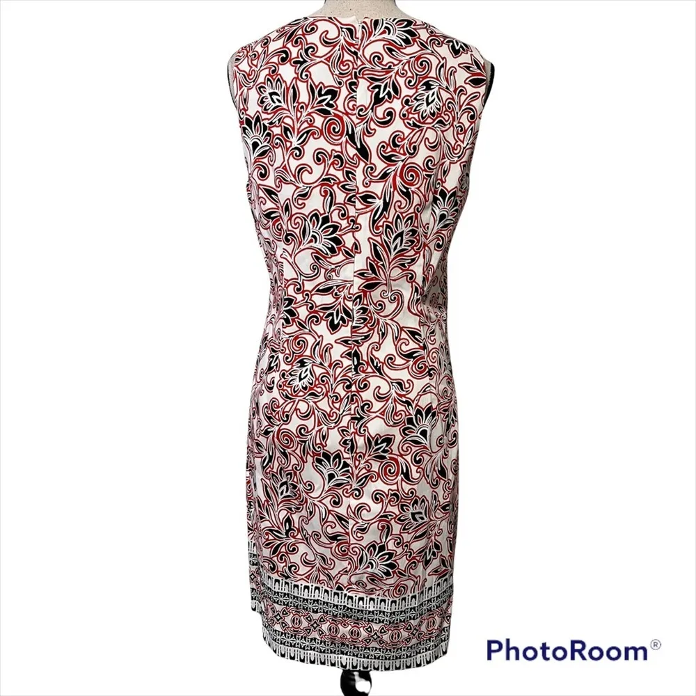 London Times size 8 women’s red white black sleeveless zip back close not lined - Image 6