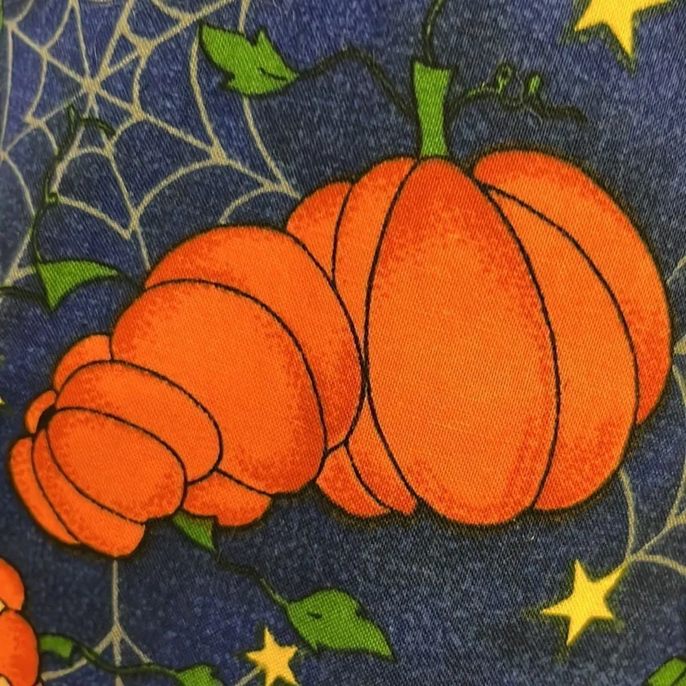 Halloween Pumpkin, Spider Web Fashion Blue, Orange, Green, Yellow Button Up Vest Blue Size L - Image 9