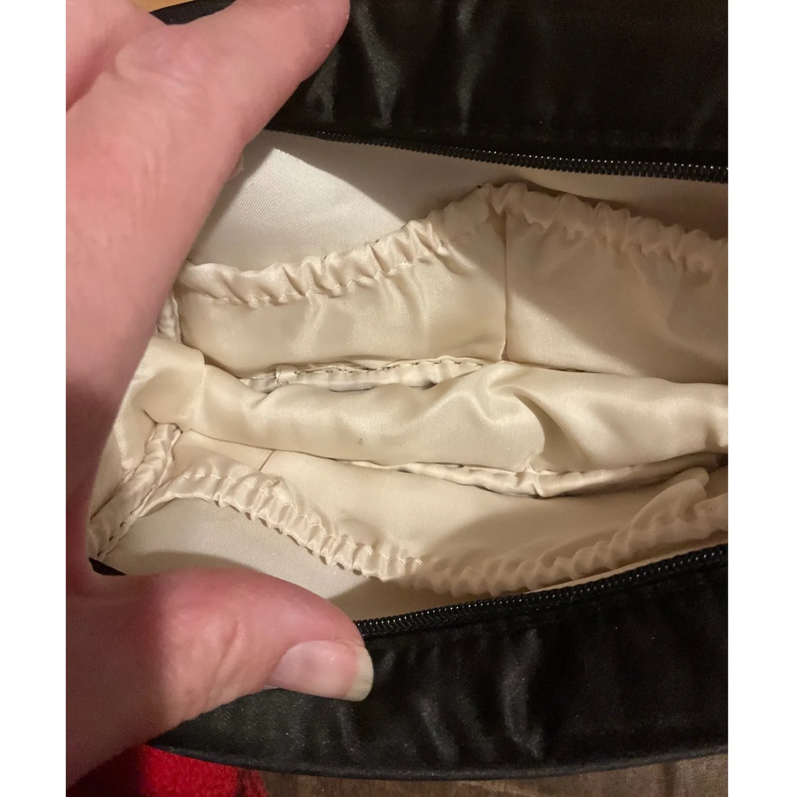 Giorgio Armani Black Satin Cosmetic Bag Pouch Makeup Organizer Pouch - Image 4