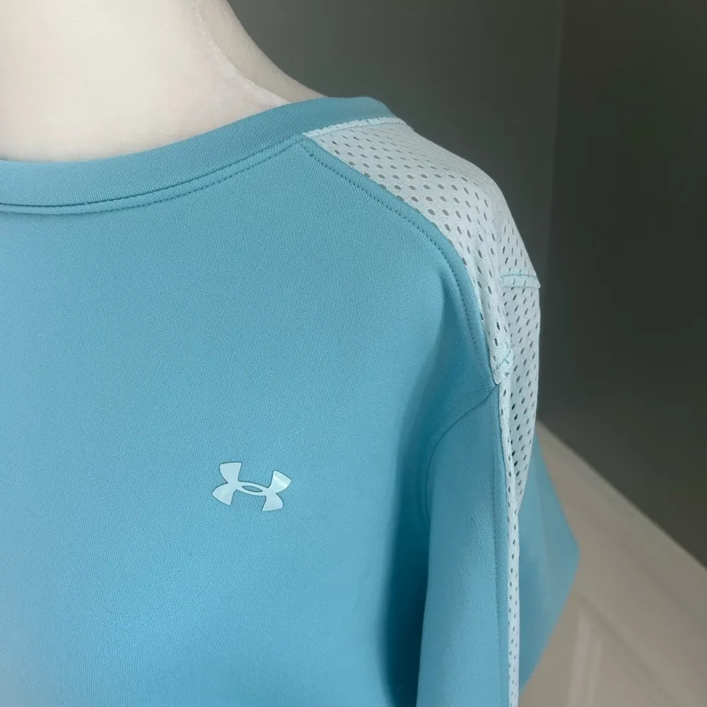 Under Armour Mesh Blue Shirt Pullover Top L - Image 5