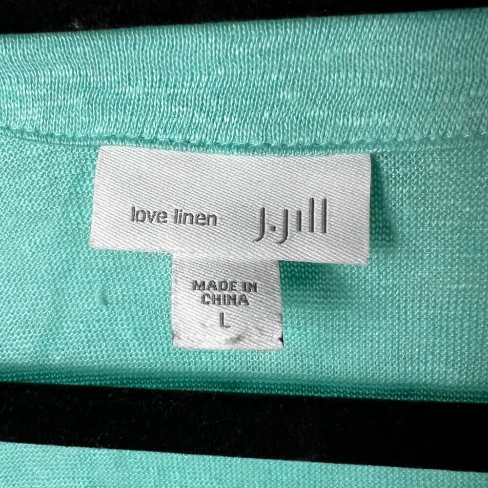 J. Jill love linen 100% linen open turquoise sweater women’s large Blue - Image 4