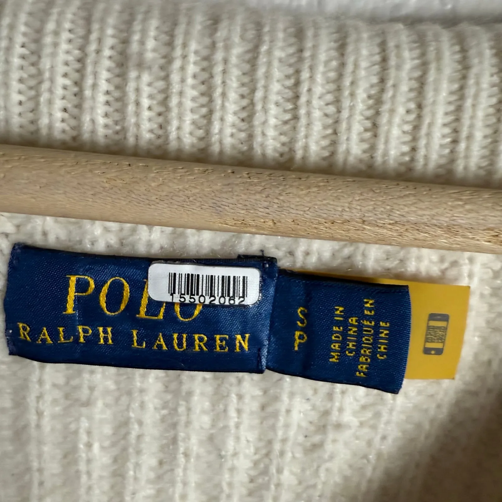 Polo Ralph Lauren Cream Off the Shoulder Wool Cashmere Knit Sweater Small - Image 15